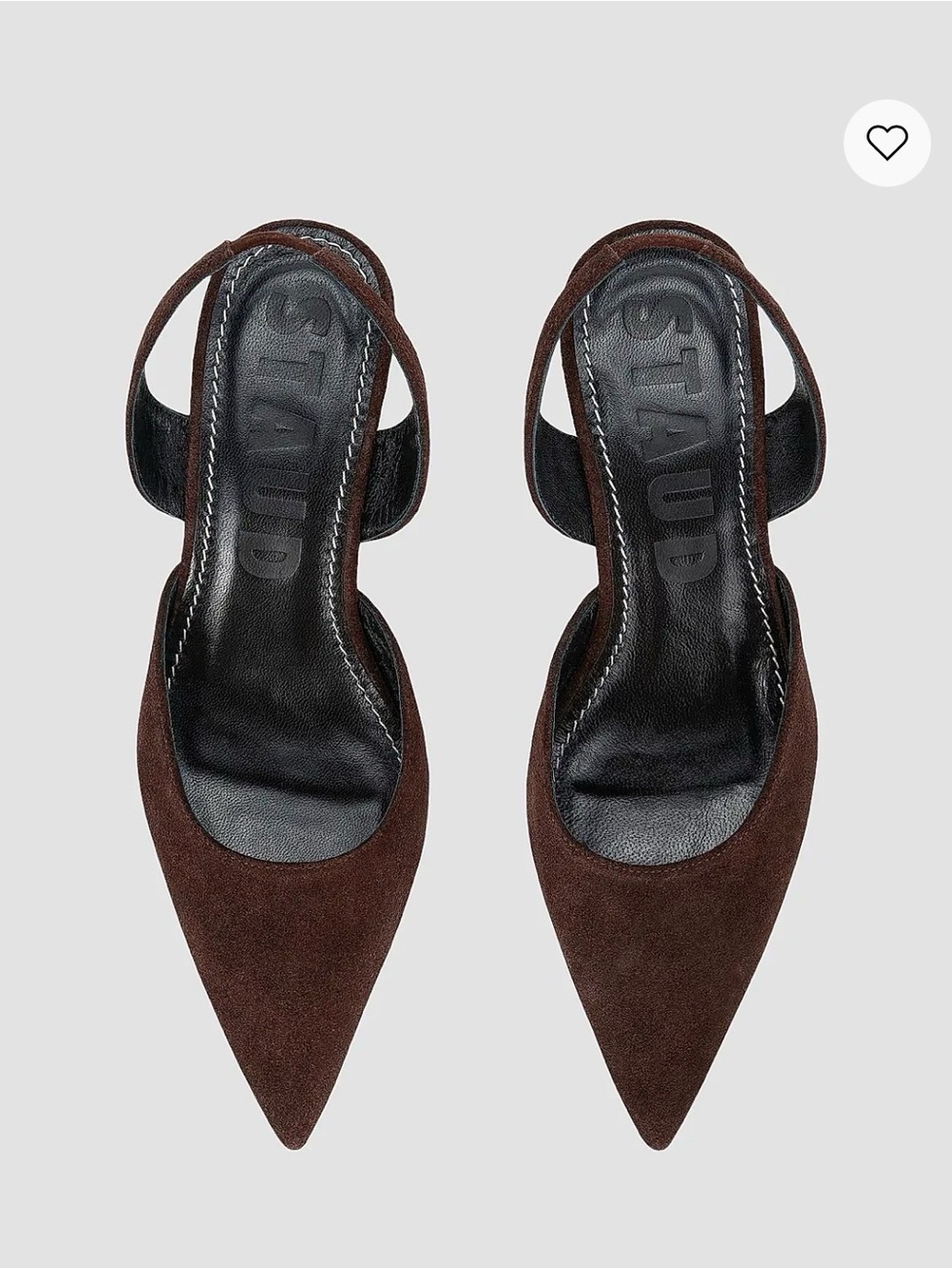 STAUD Sebastian Brown Suede Pointed Slingback Heels -EUC- size 39